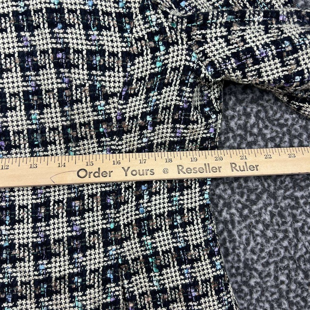 Sag Harbor Blazer Jacket Women Tweed 14 Blue Black Plaid Long Sleeve - Picture 5 of 7